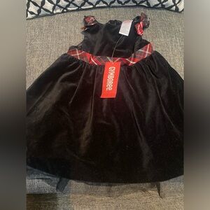 Gorgeous Gymboree black velvet dress with Red Plaid